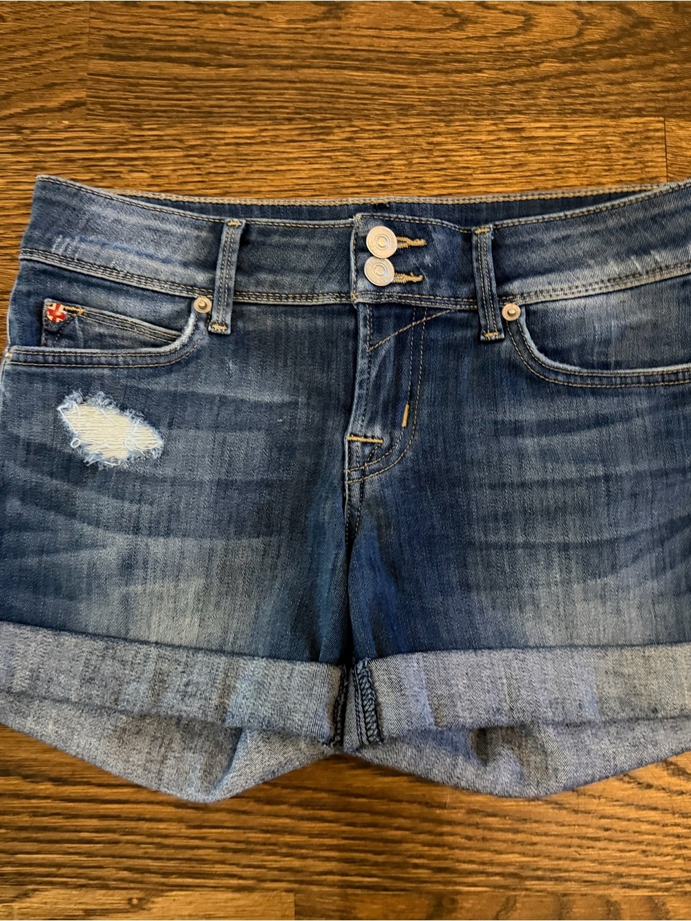 Hudson Jeans Blue Cuffed Distressed Women's Shorts